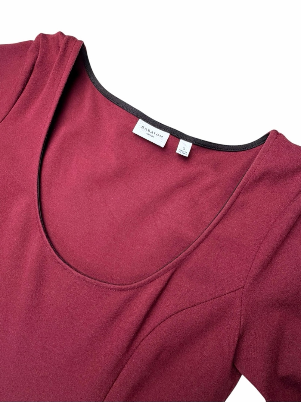 Aritzia Babaton Women’s Leda Ponte Knit Fit-&-Flare Longlseeve Dress Burgundy S - Picture 5 of 9